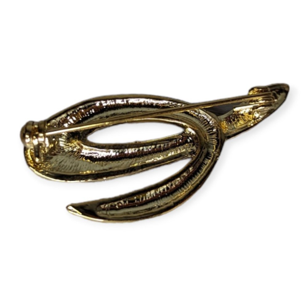 Gold Tone & Rhinestone "e" Brooch/Pin - Picture 2 of 3